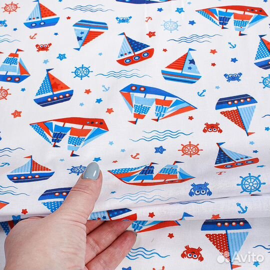 Ситец 95 х 200 см. принт кораблик