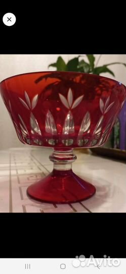 Конфетница цветное стекло СССР