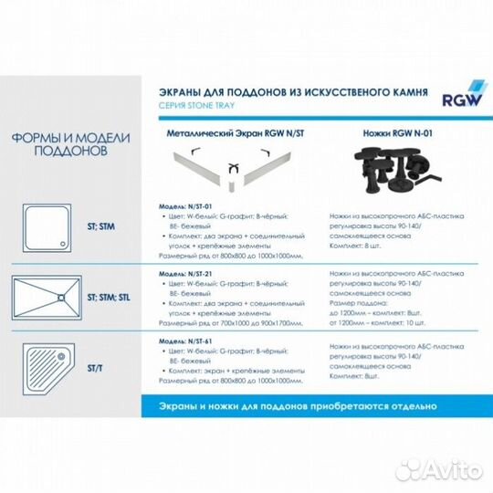 Душевой поддон RGW ST-0177W 170x70