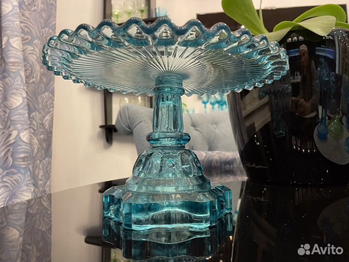 Ваза тортница самоделка купоросное стекло