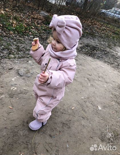 Шапка тюрбан со снудом для девочки