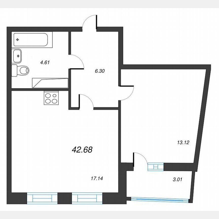 1-к. квартира, 44,2 м², 22/22 эт.