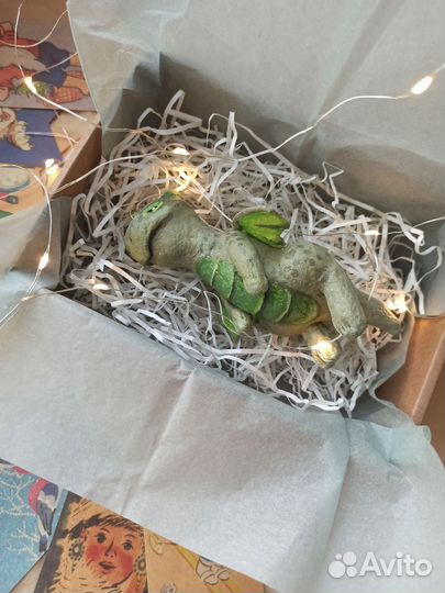 Ватная елочная игрушка дракон