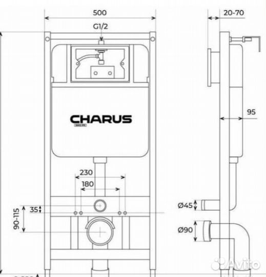 Инсталяция для подвесного унитаза Charus 300.80.01