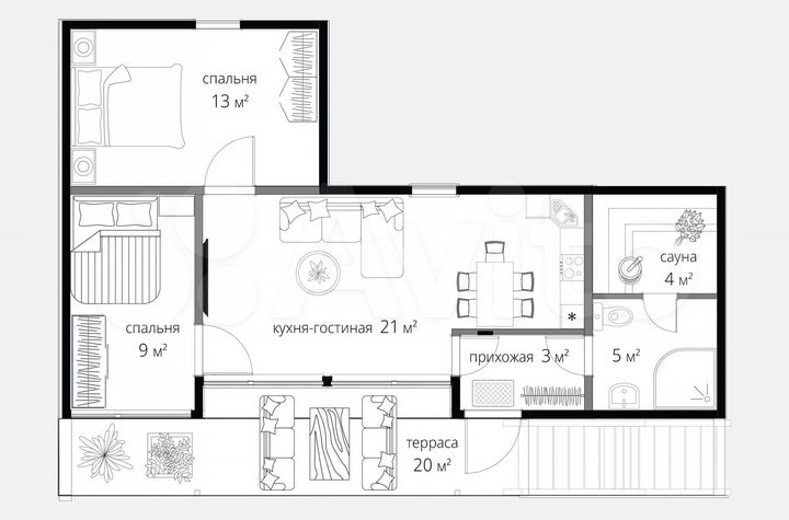Дом 75 м² на участке 6 сот.