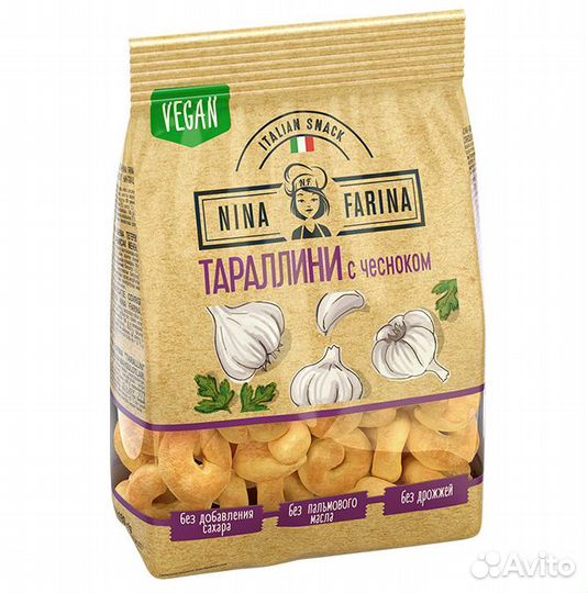 Тараллини Nina Farina с Чесноком 180г