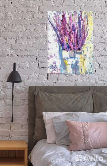 Картина маслом на холсте цветы лаванды. Прованс