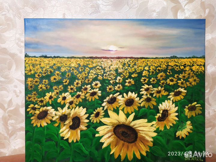 Картина маслом на холсте Подсолнухи