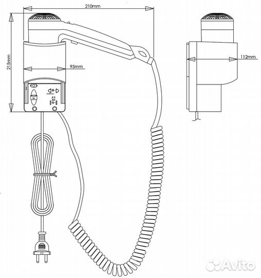 Настенный фен кнопочный Mediclinics SC0030CS