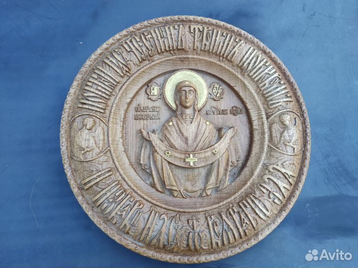 Икона ручная работа резьба по дереву покрова