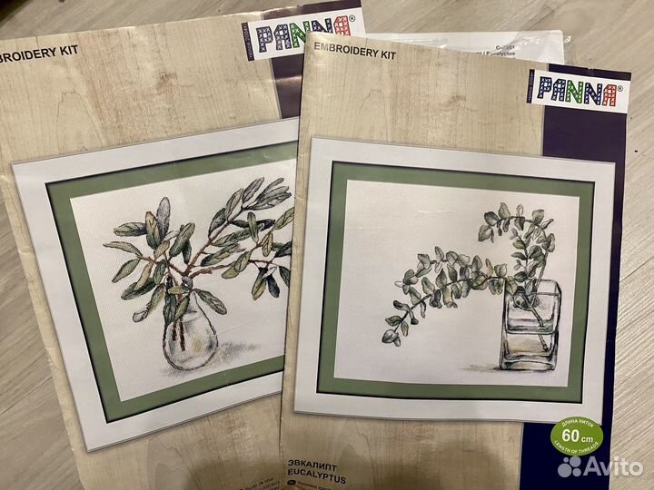 Остатки наборов для вышивания Олива и Эвкалипт