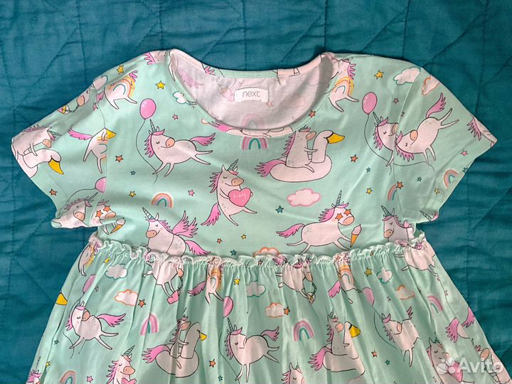 Детское платье с единорогами Next 122