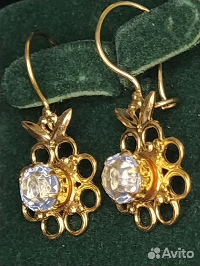 Серьги винтаж СССР позолота клеймо
