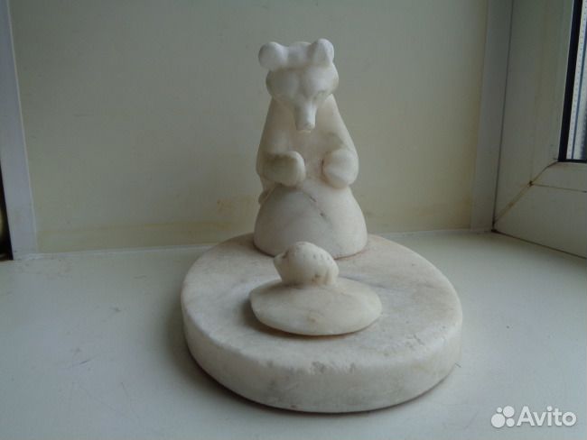 Чернильный прибор Медведь и ёж,мрамор