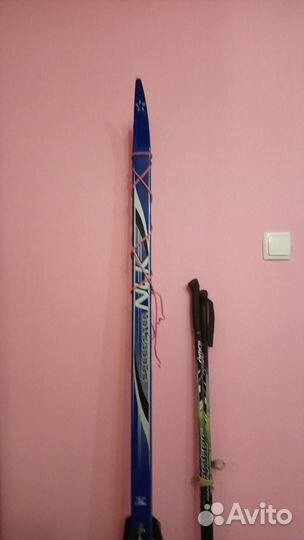 Лыжи, палки, ботинки 24 р