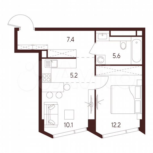 1-к. квартира, 40,5 м², 21/26 эт.