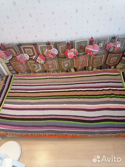 Плед вязаный спицами с бахромой