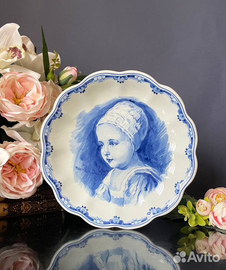 Потрясающая тарелка Delfts с ручной росписью