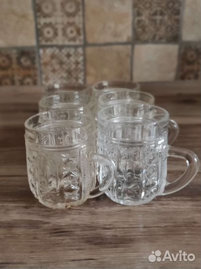 Стаканы кружки стекло с резьбой под хрусталь СССР