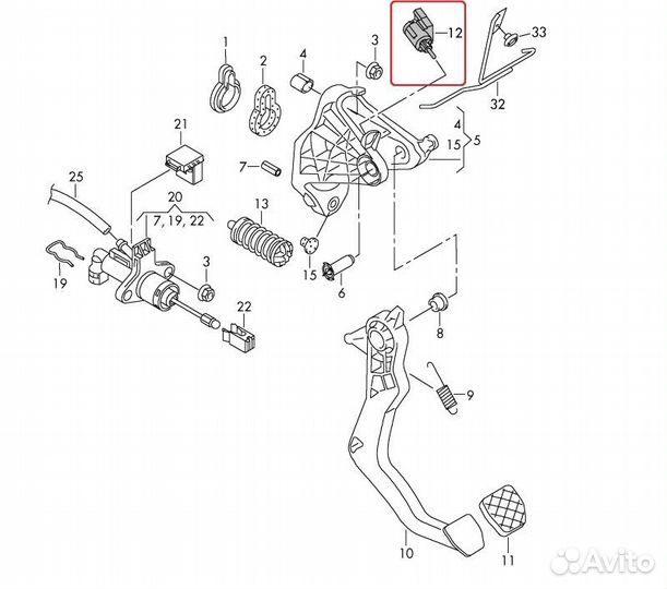 Датчик педали сцепления Volkswagen Polo седан cfnb