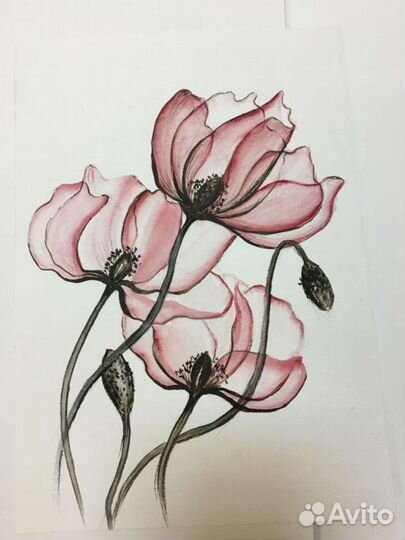 Картина акварель. Размер А 3