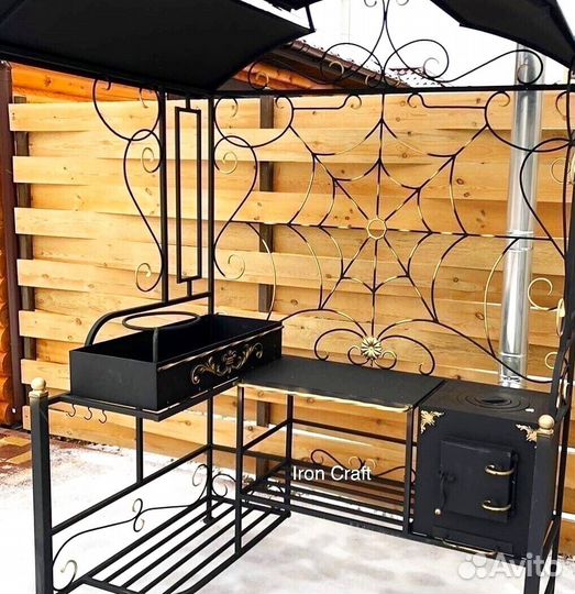 Мангал с печкой под казан
