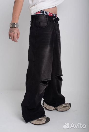 Balenciaga 20FW Baggy With Holes In Blue Jeans