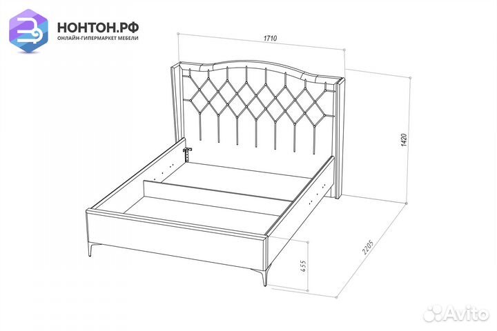 Кровать Флоренция велюр индиго