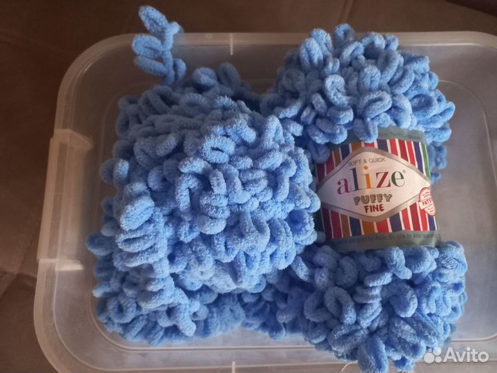 Пряжа alize puffy fine голубая