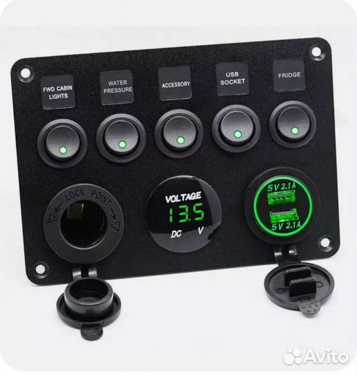 Панель управления для лодки автодома 12/24 зеленая