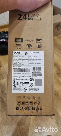 Монитор Acer 24 дюйма IPS новый с колонками