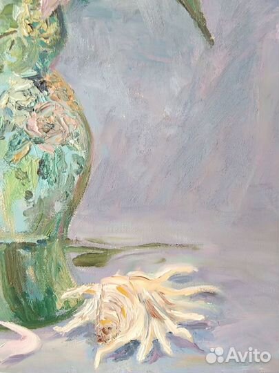 Лилии в жемчужной вазе. Масло 40*50