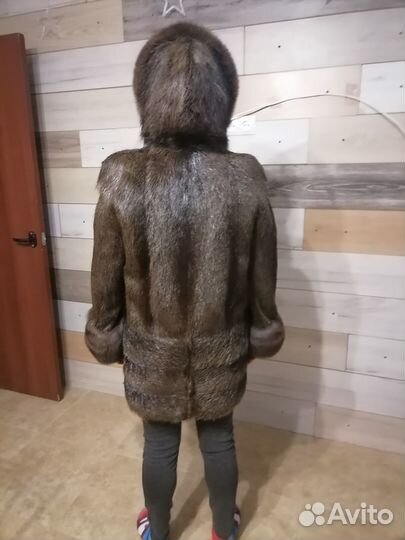 Шуба нутрия с капюшоном
