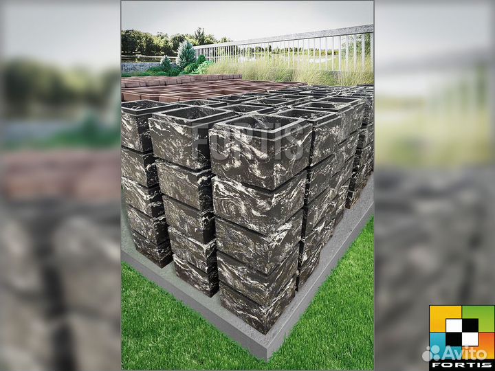 Бетонные столбы для забора наборные, блоки евро