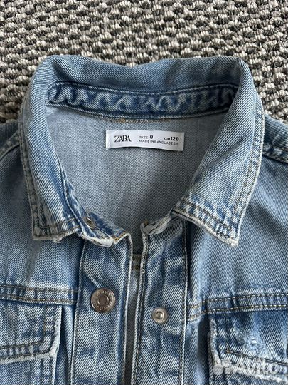 Джинсовая укороченная рубашка Zara 128