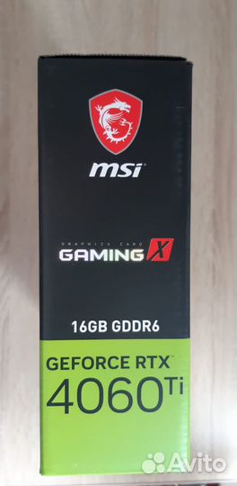 Видеокарта MSI RTX 4060ti 16gb Gaming X новая