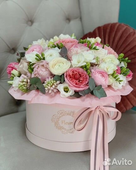 Цветочные букеты в коробке
