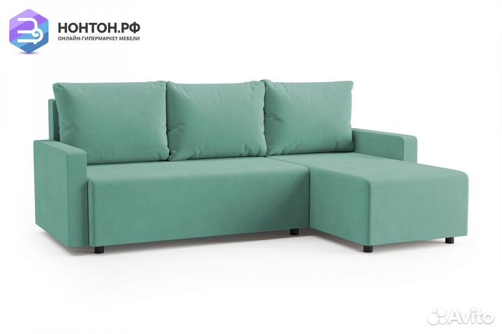 Диван угловой еврокнижка Мидгард мятный