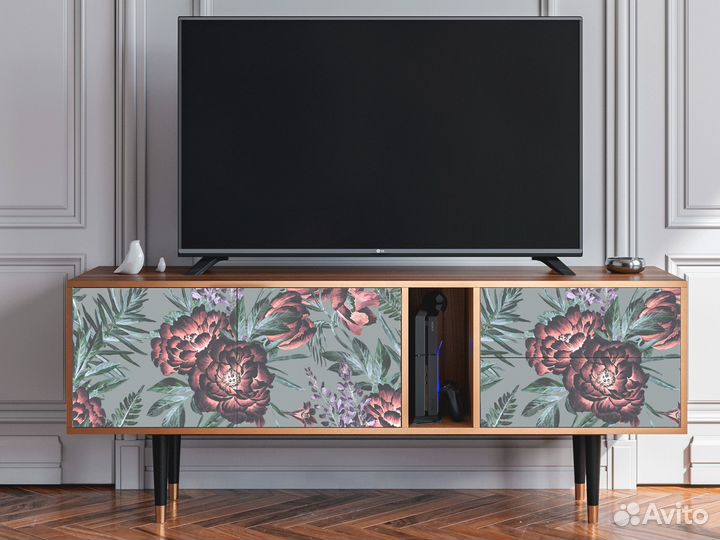 Тв-тумба T1 - Орех - Light Peonies