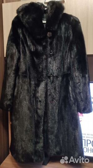 Шуба норковая с капюшоном с поясом р. 48-50