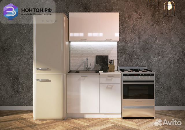 Кухня Ритмо 1.0м мдф белый глянец