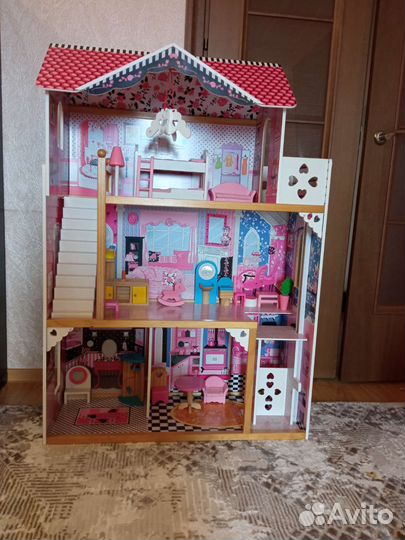Кукольный домик для барби с лифтом и мебелью
