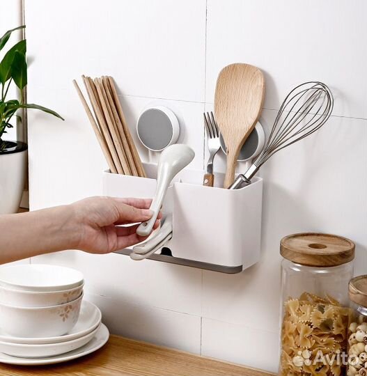 Стакан держатель для ванной и кухни пластик