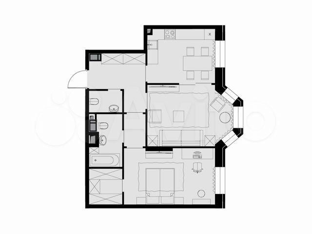 2-к. квартира, 61,9 м², 23/26 эт.