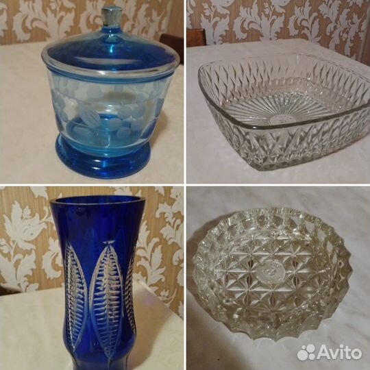 Графин, тарелки, чайный сервиз, ваза, фужеры