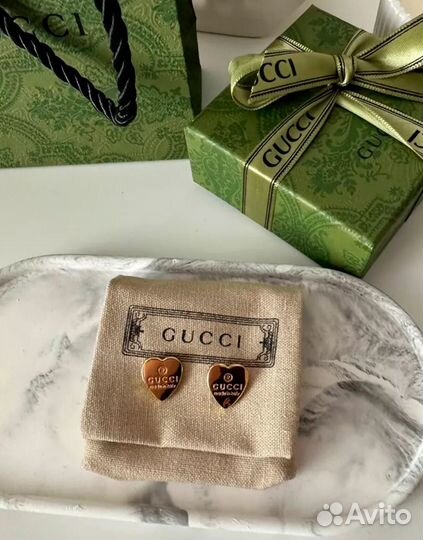 Сережки gucci Гуччи сердечки