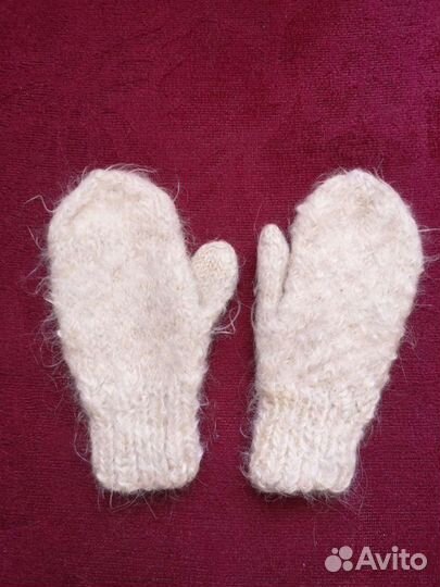Варежки из шерсти кролика на 1.5-2 года