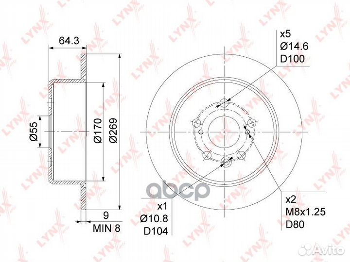 Диск тормозной зад BN1149 lynxauto
