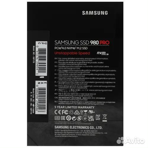 Новый диск SSD M.2 PCI-E 1TB samsung 980 PRO