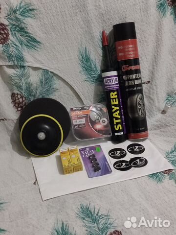 Лампочки, чернитель шин, герметик акриловый